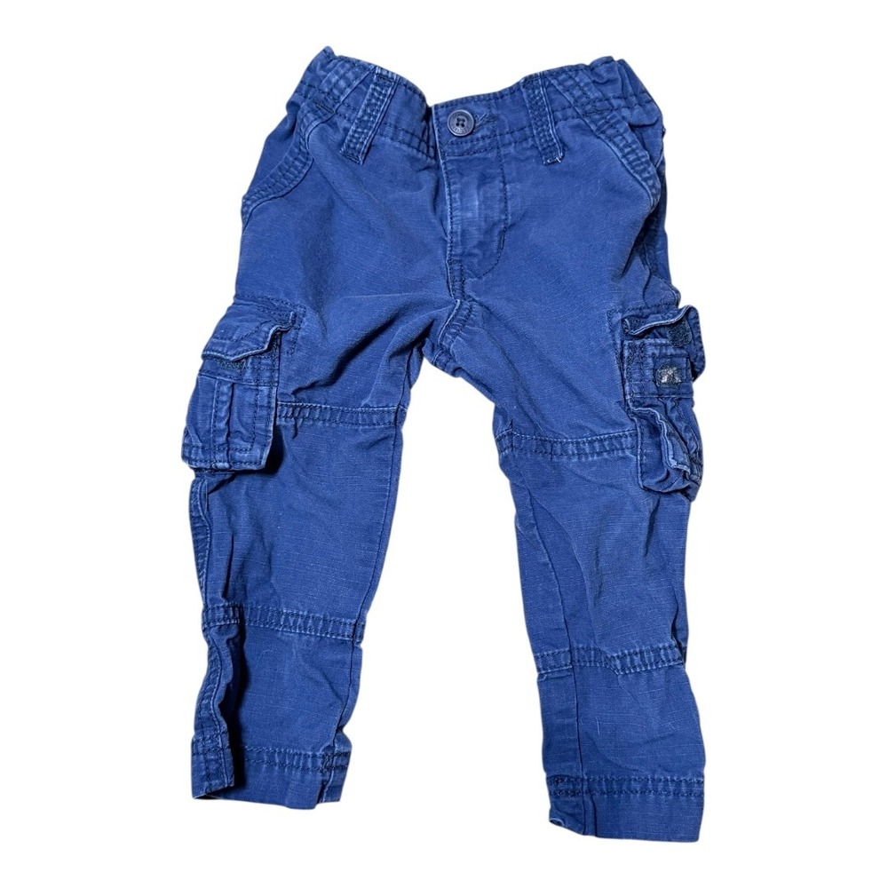 OshKosh Cargo‎ Pants Kids 12M Blue Ripstop Adjustable Waist Utility Trousers